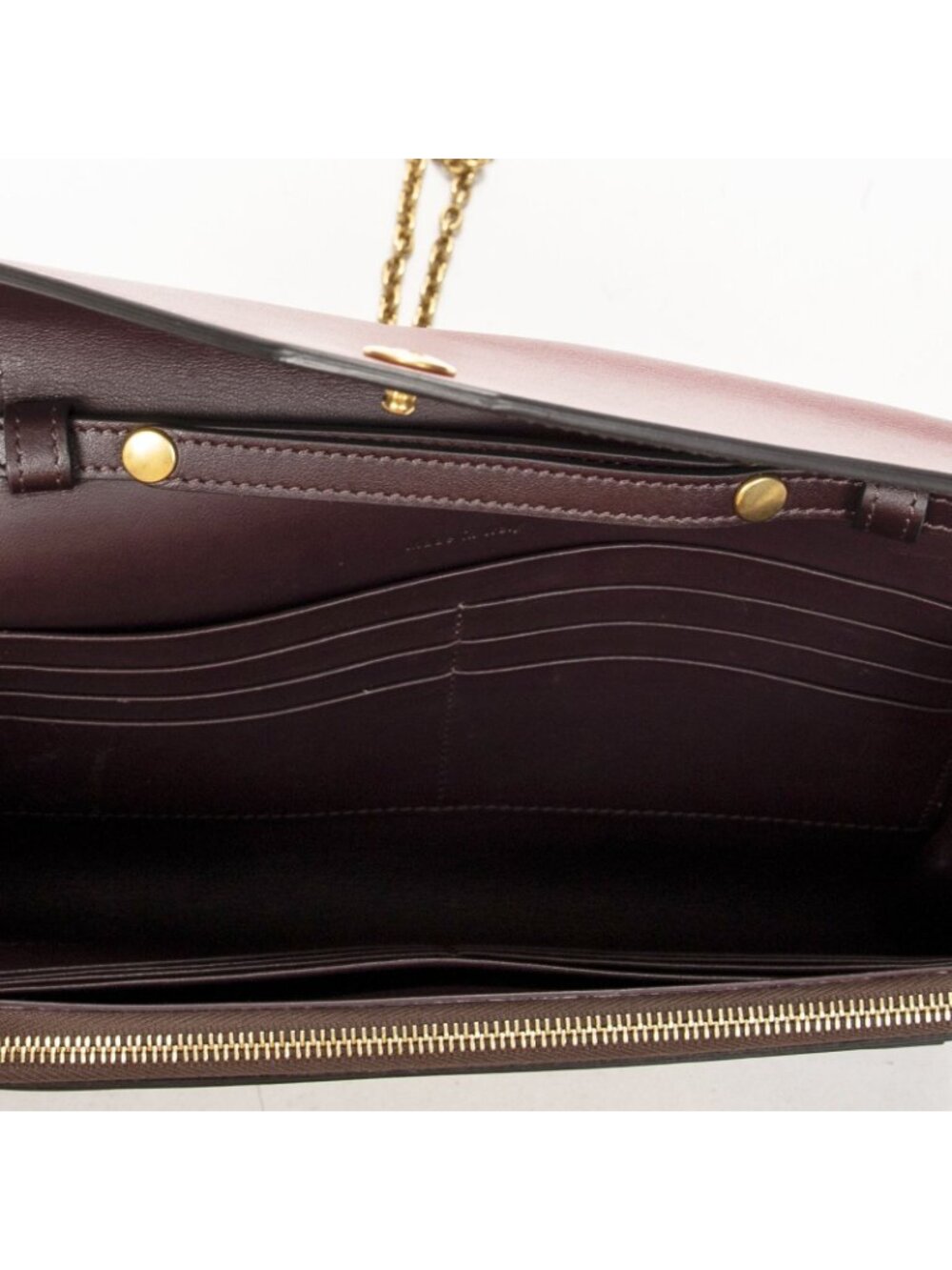Celine Envelope Chain Wallet Burgundy Red Ivory Calfskin Leather - Picture 9 of 10